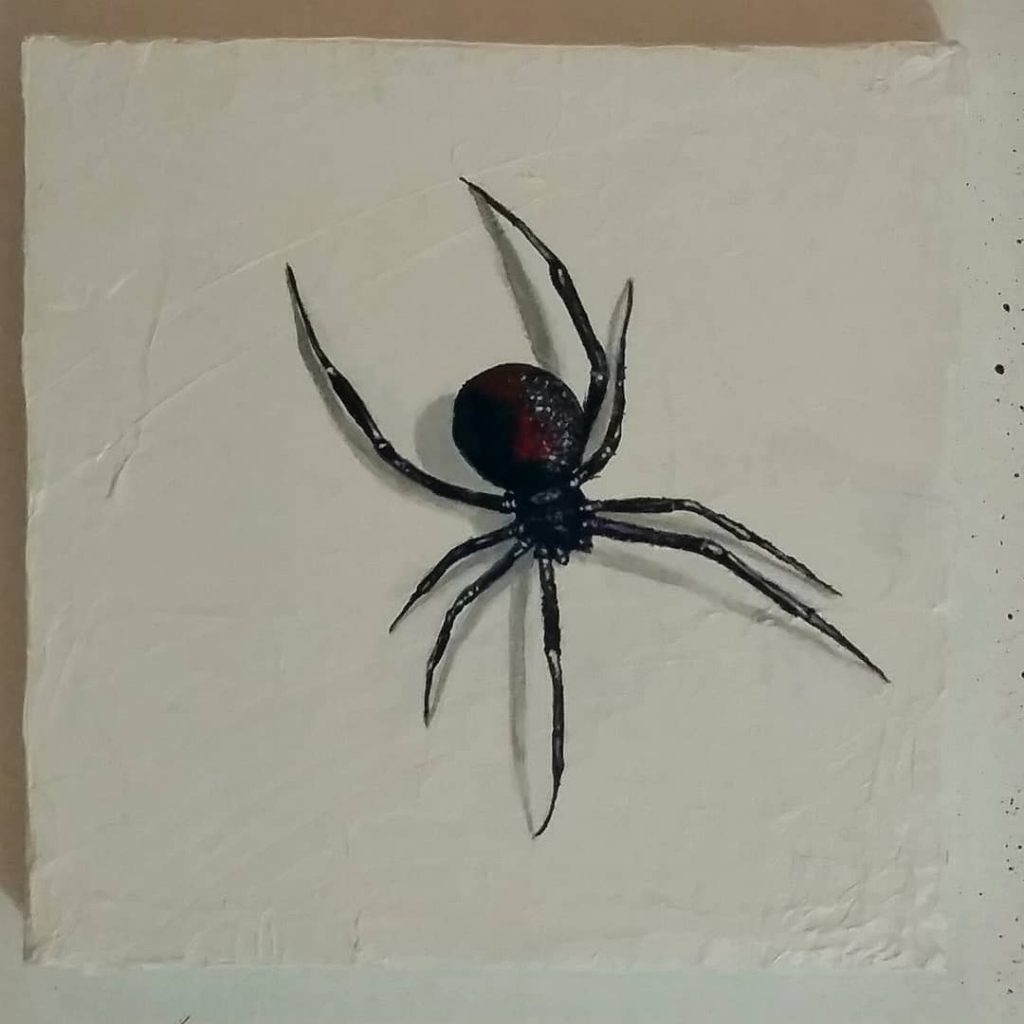 Itsy Bitsy Medium: Acrylic on canvas. Size: 12" x 12" Tools: Brushes and palette knives. Year: 2019